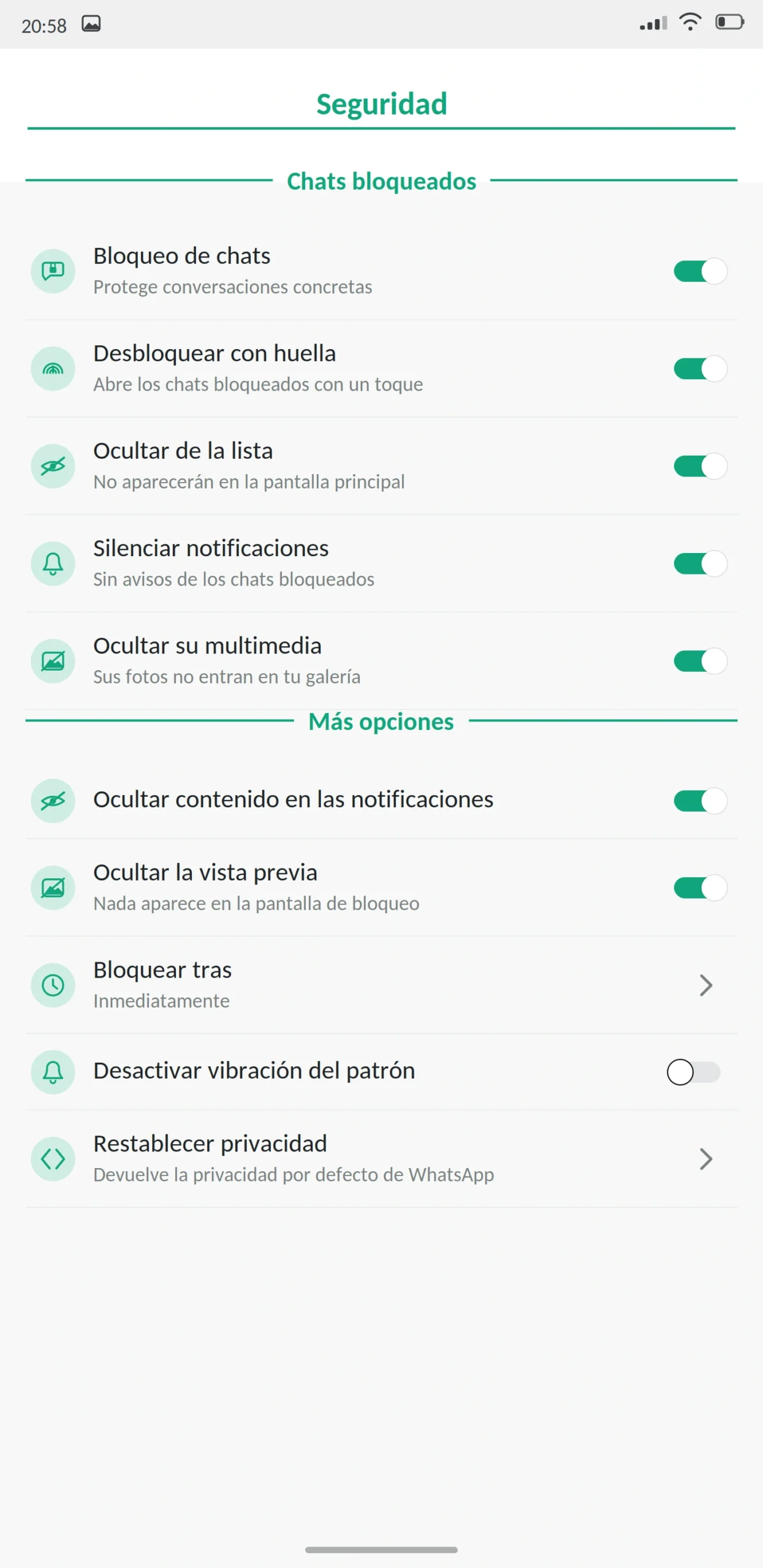 Bloqueo de chats WhatsApp Plus