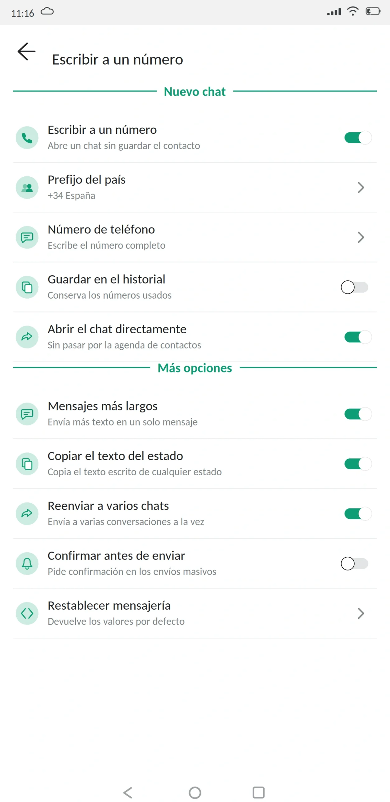 Enviar mensajes sin guardar el número WhatsApp Plus
