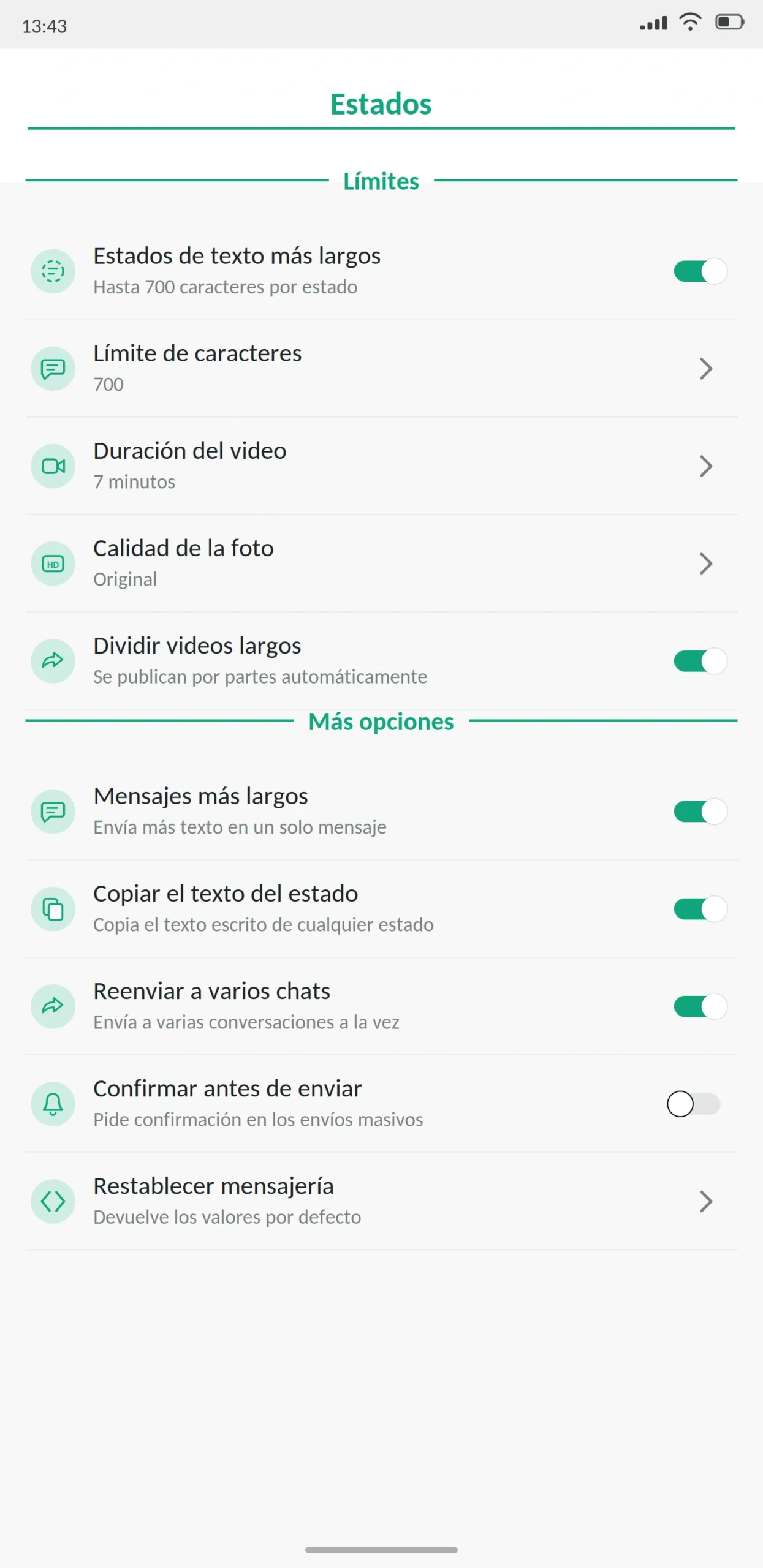 Estados más largos WhatsApp Plus