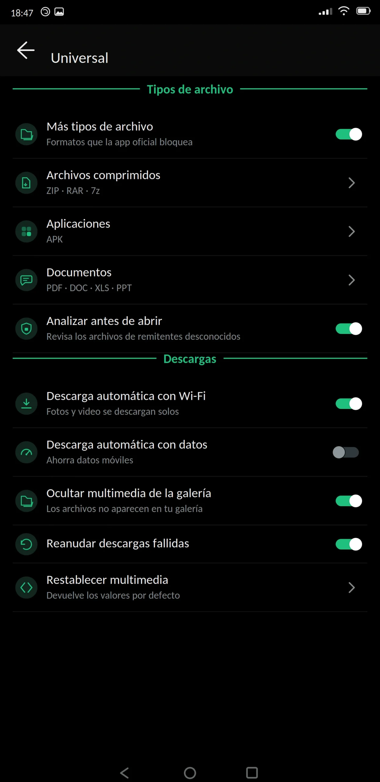 Más tipos de archivo WhatsApp Plus