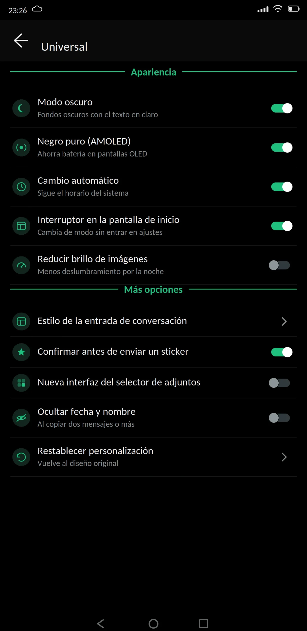 Modo oscuro y claro WhatsApp Plus