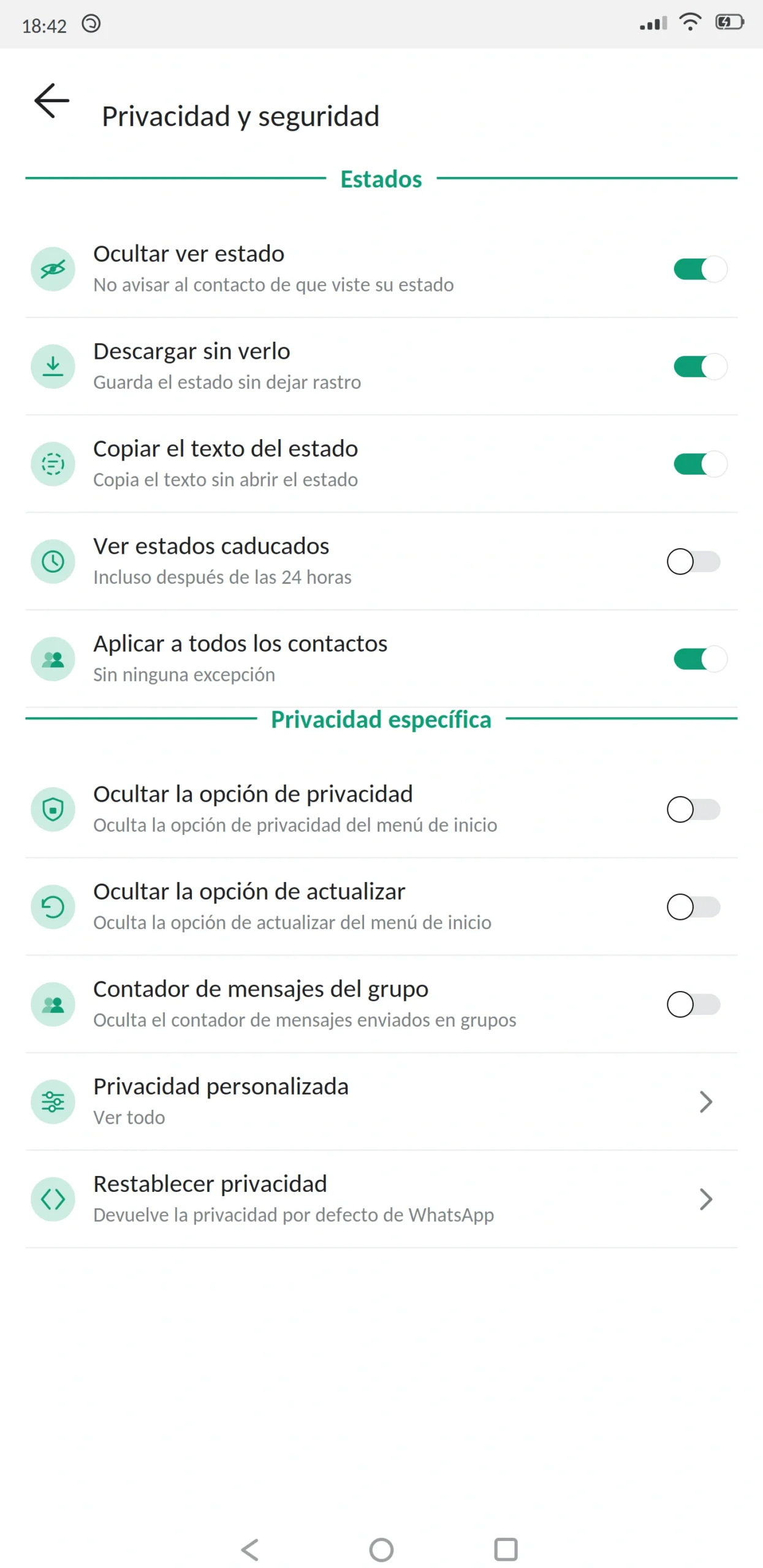 Ver estados de forma anónima WhatsApp Plus