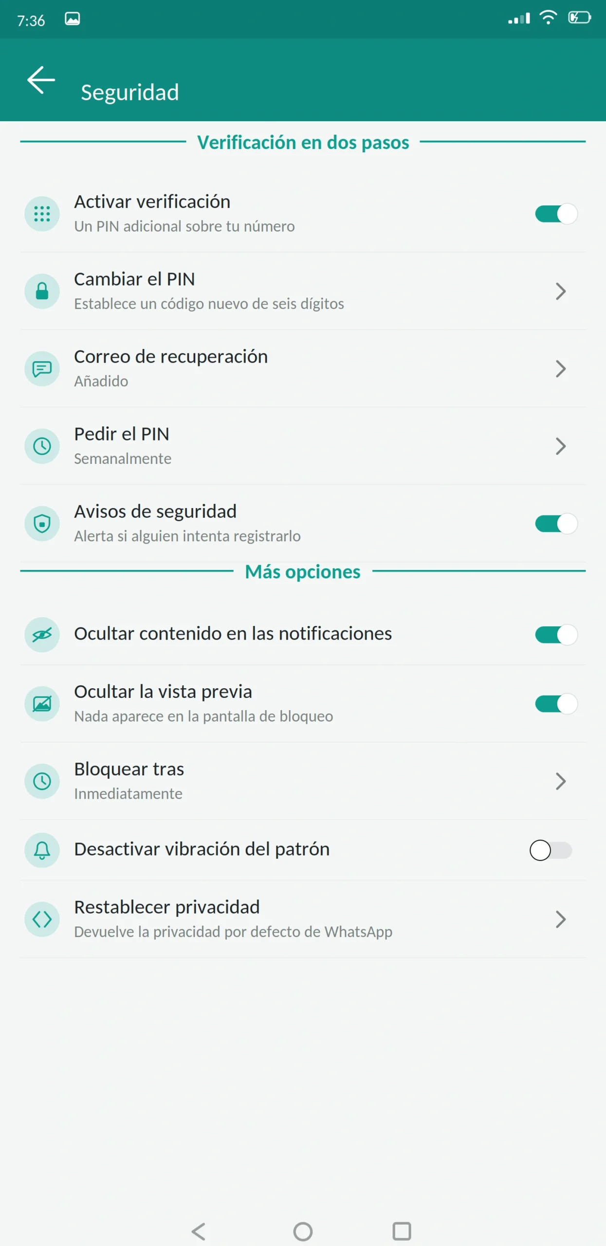 Verificación en dos pasos WhatsApp Plus